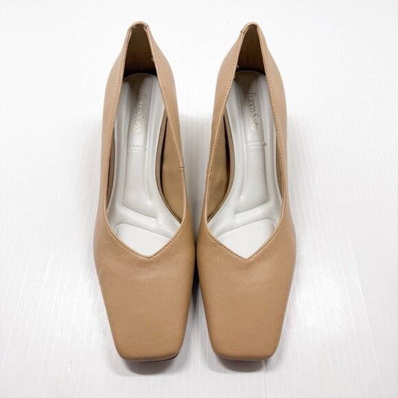 Franco Sarto L-Pisa Nude Leather Block Heel Pumps Women’s 7.5M Comfort Chic - Picture 2 of 11